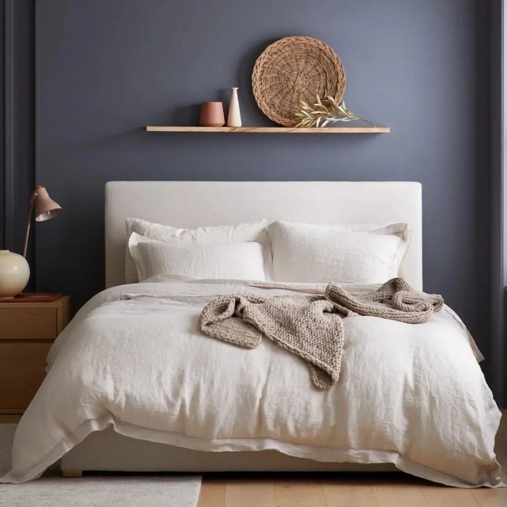 NWOT Quince European Linen Flange Sand Duvet Cover & 2 Shams! Full/ Queen(823)